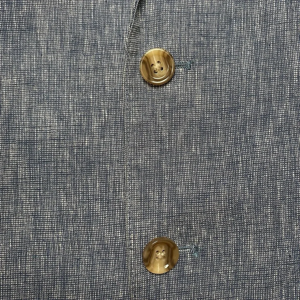 J Crew Blazer Sport Coat XL (46R) Unstructured 2B2V Linen Cotton Blue Chambray